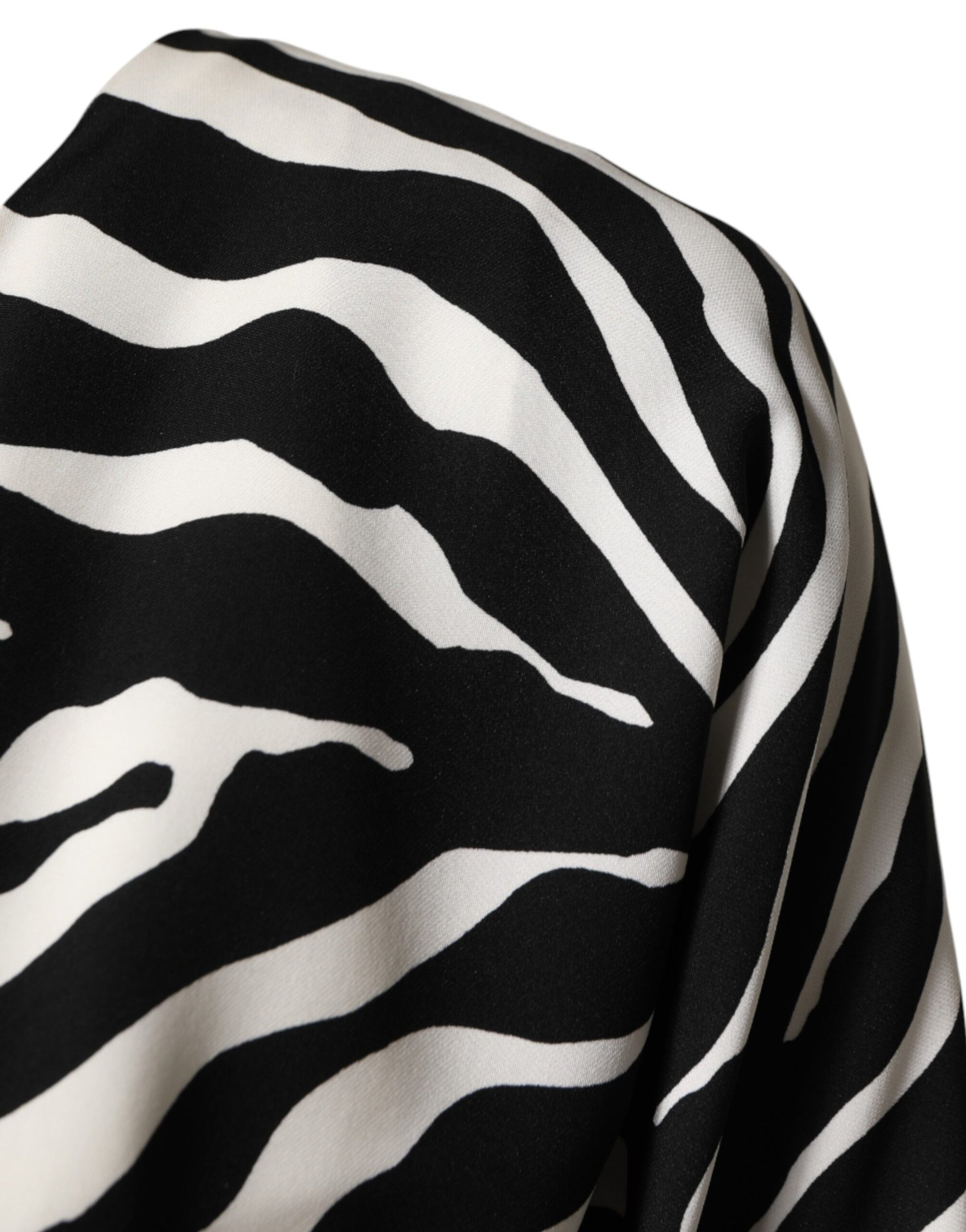 A black and white zebra print silk sheath mini dress