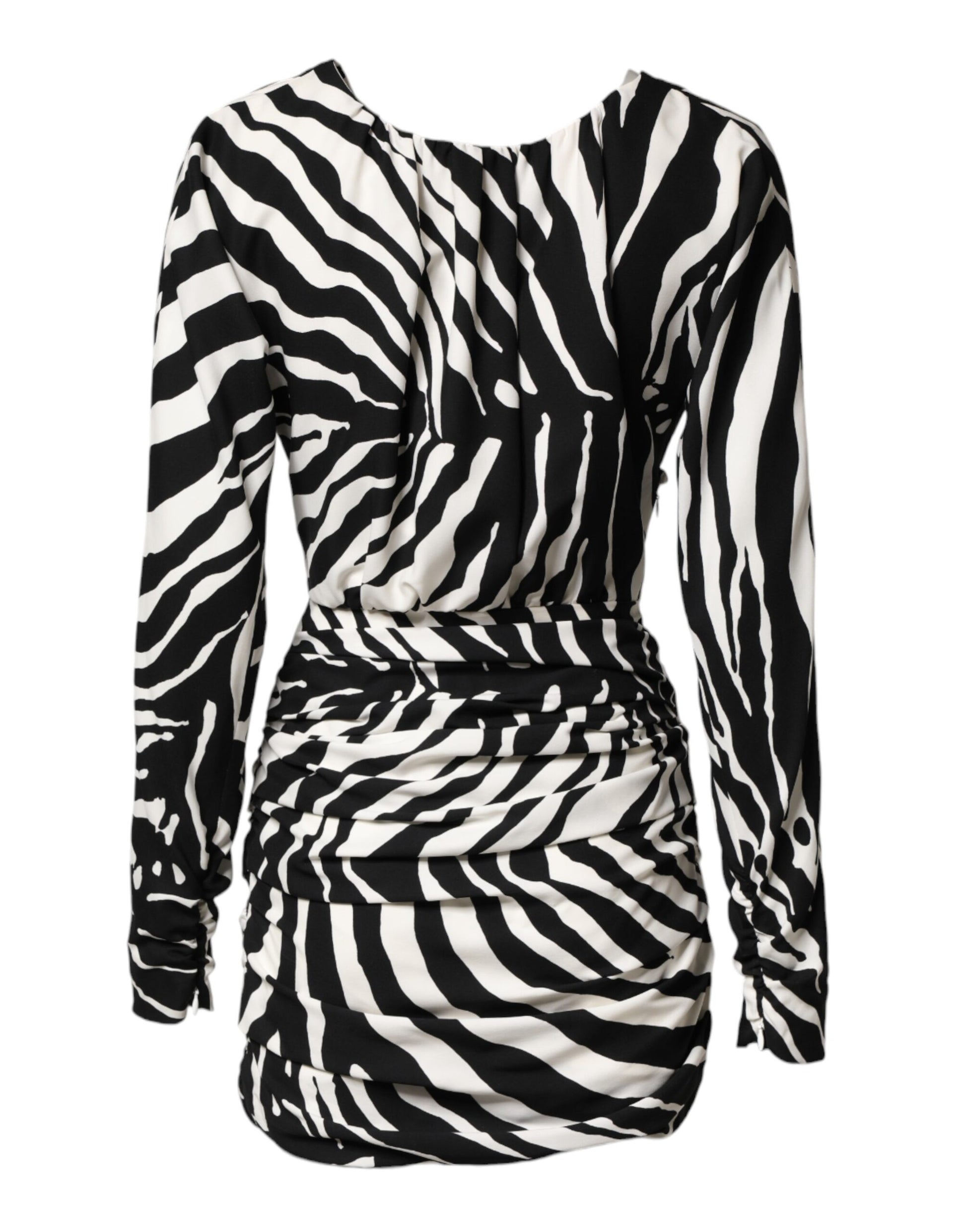 A black and white zebra print silk sheath mini dress by Dolce & Gabbana
