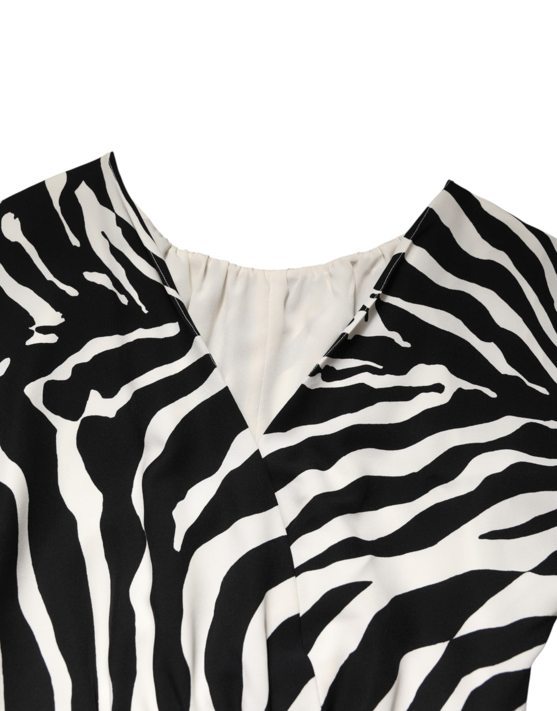 A black and white zebra print silk sheath mini dress by Dolce & Gabbana