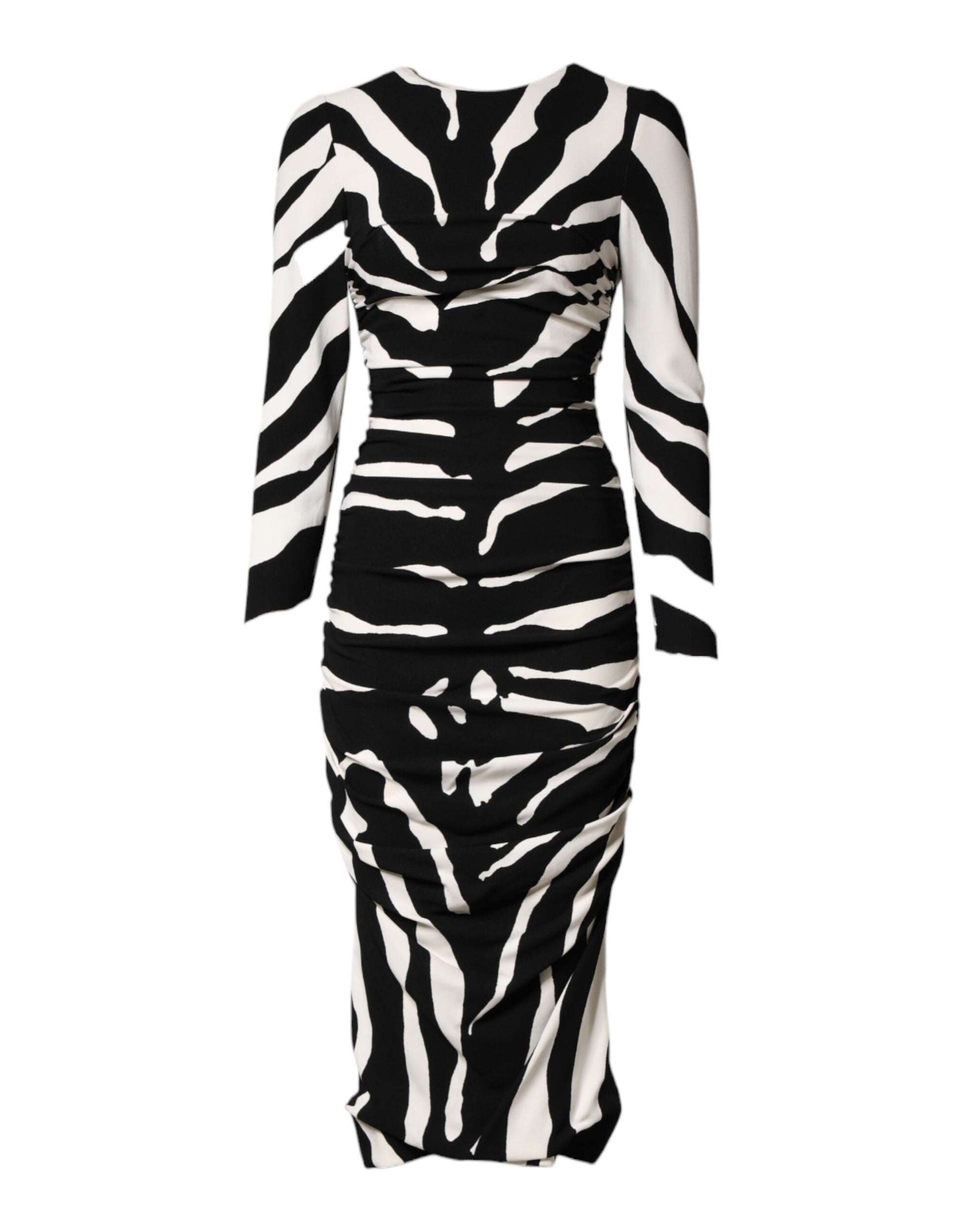 A black and white zebra print midi dress by Dolce & Gabbana
