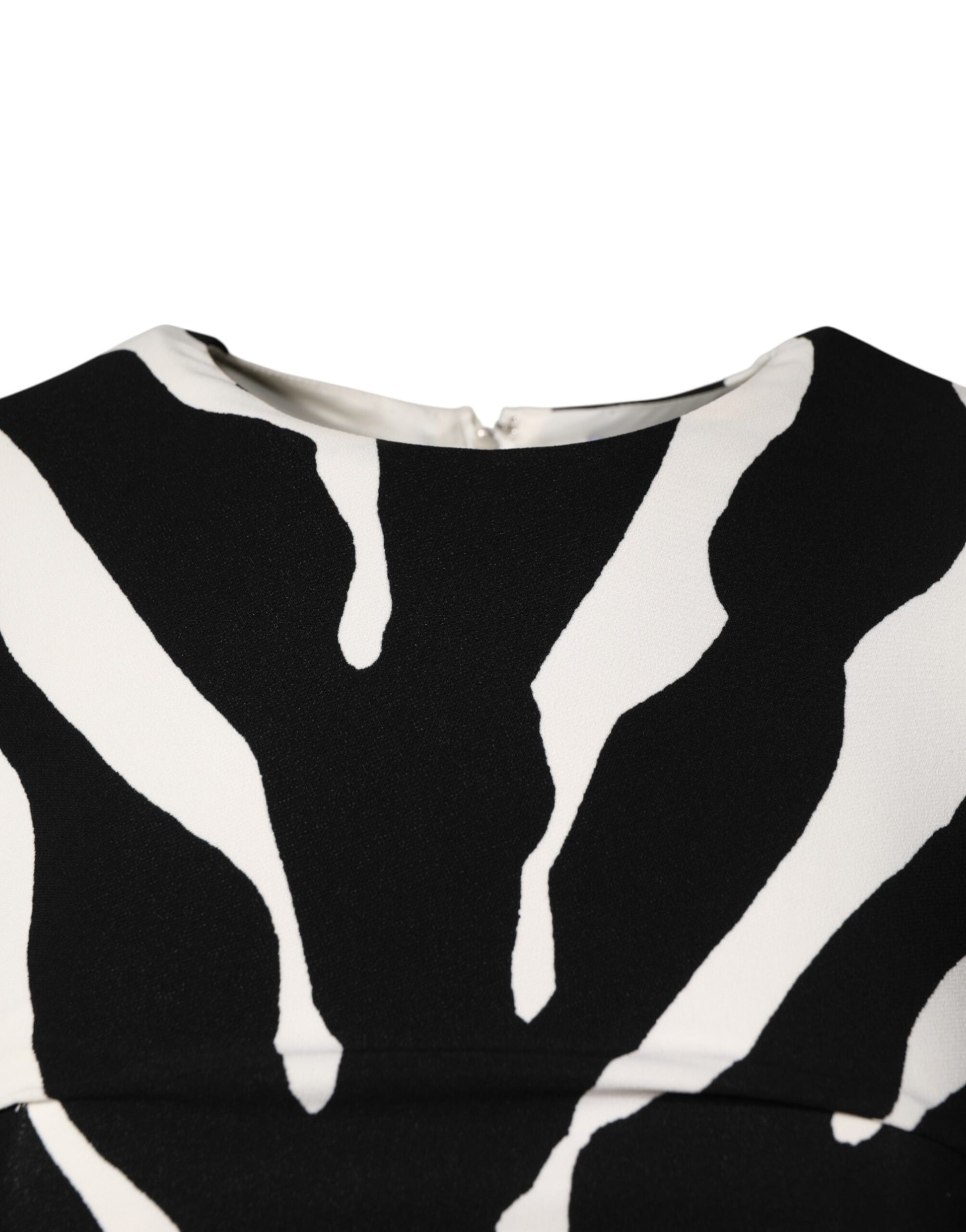 A black and white zebra print midi dress made of viscose