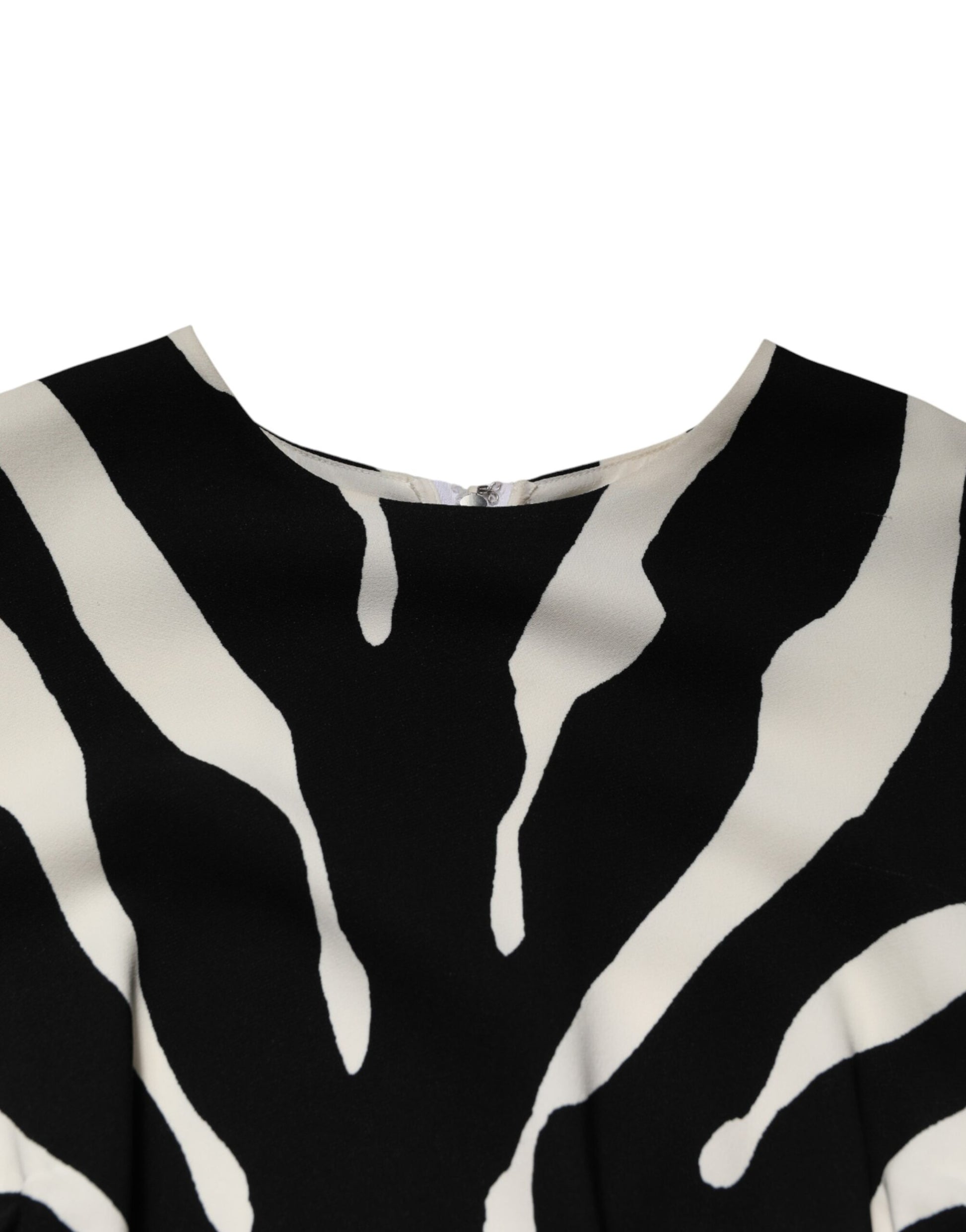 A black and white zebra print midi dress with viscose fabric