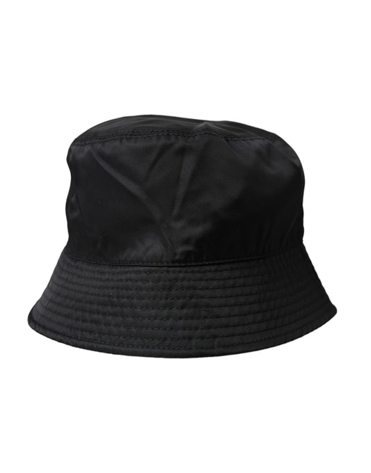 Black bucket hat with adjustable strap