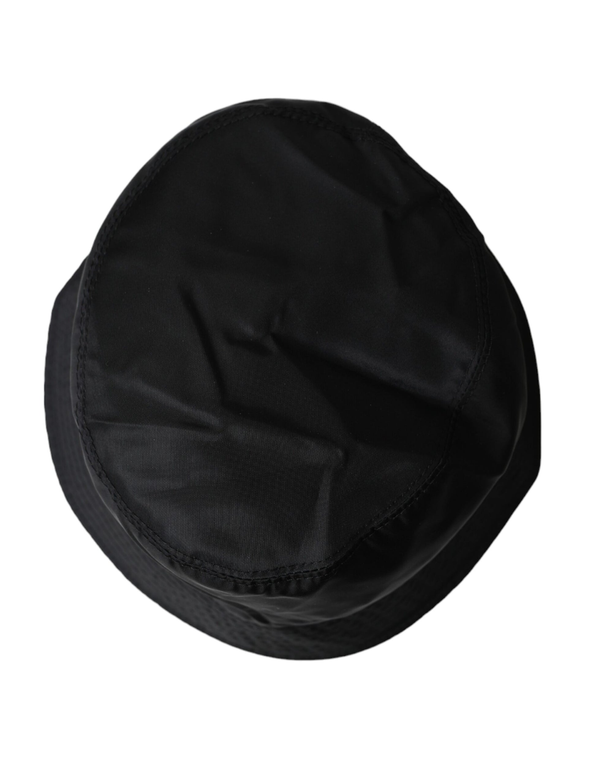Black cloth hat with a white stripe on top