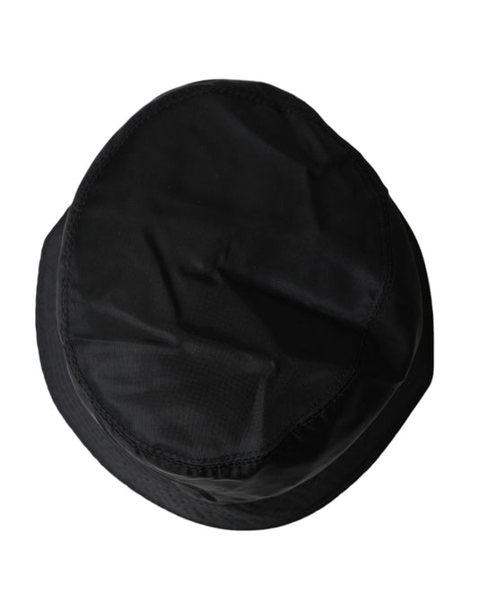 Black cloth hat with a white stripe on top