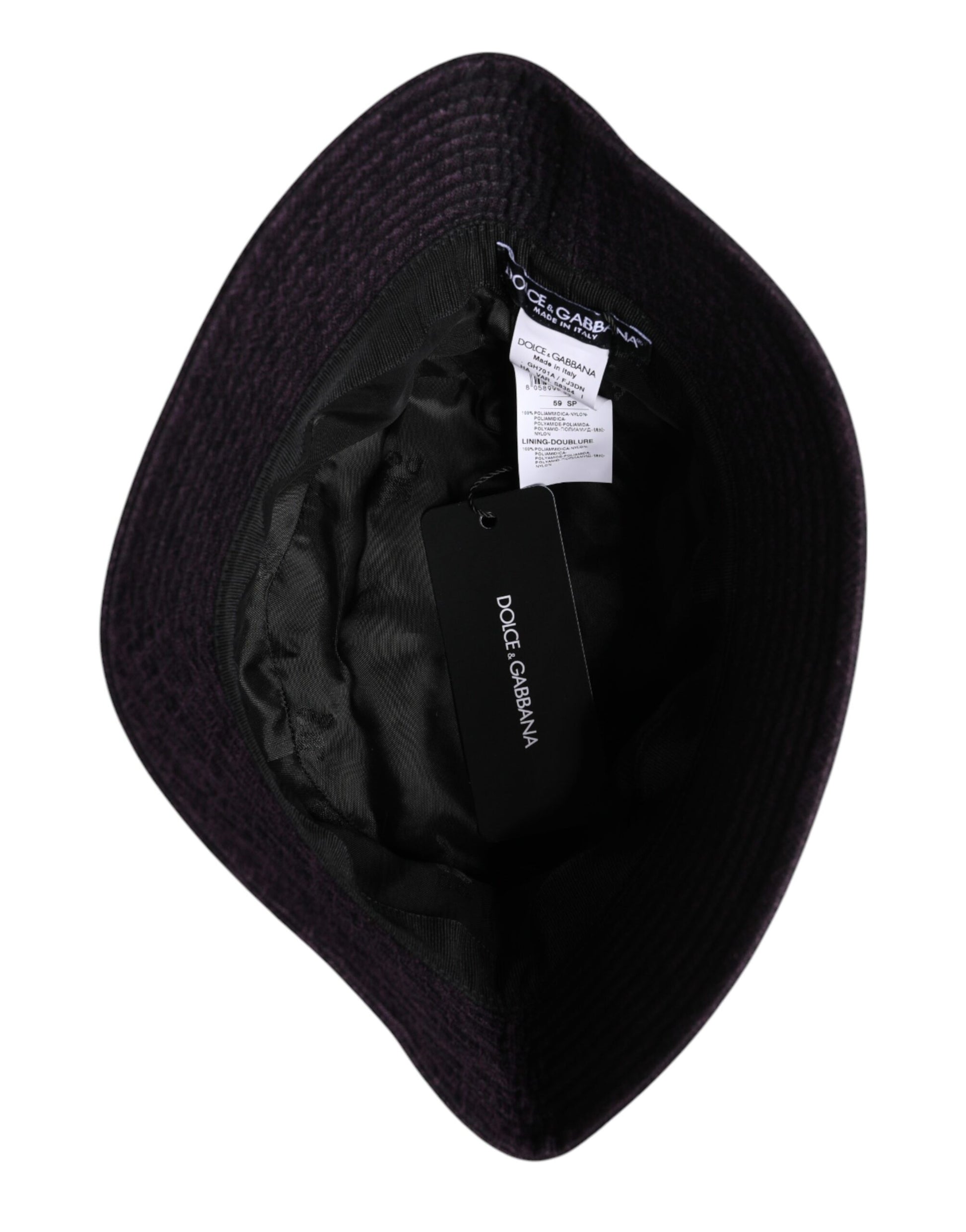 Purple hat with black lining