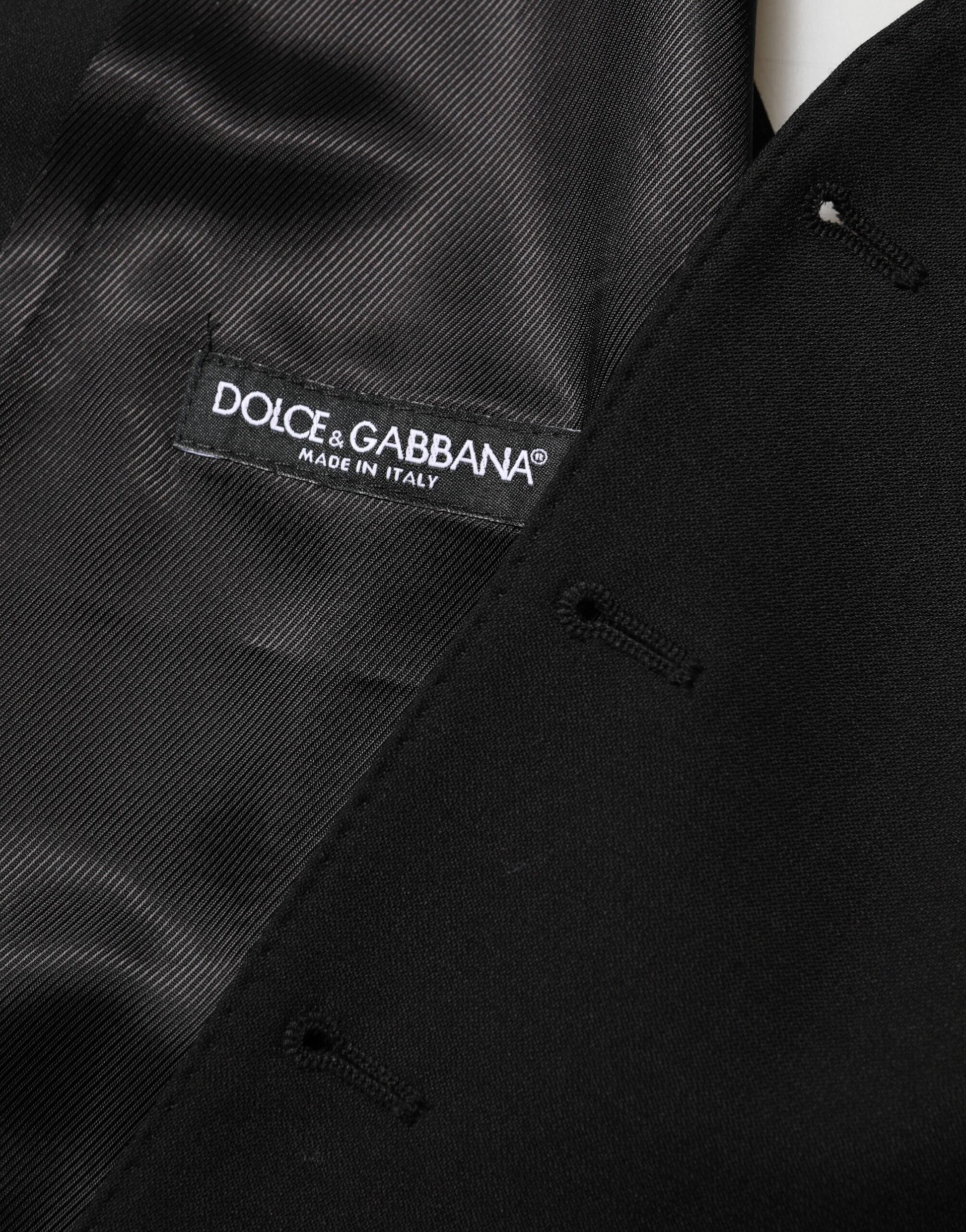 A black wool vest from Dolce & Gabbana, featuring the brand's logo