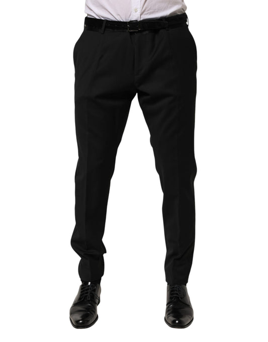 A pair of black wool formal dress pants from the brand Dolce & Gabbana