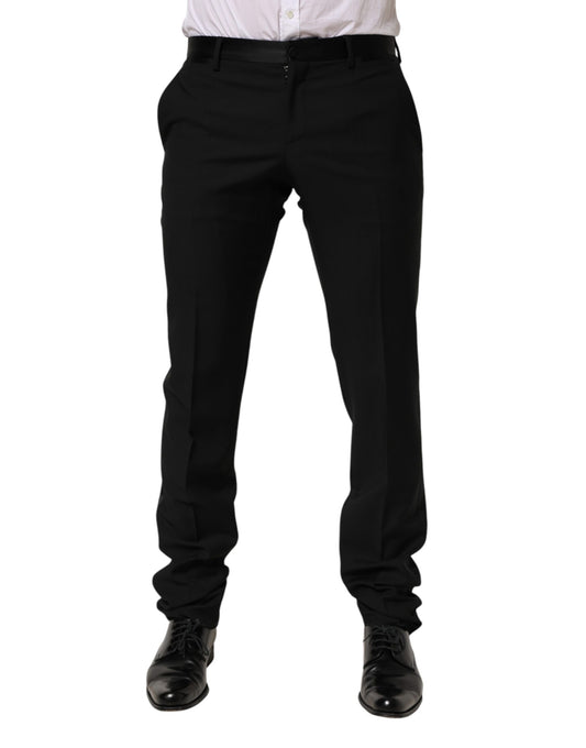 A pair of black wool formal dress trousers for men by Dolce & Gabbana