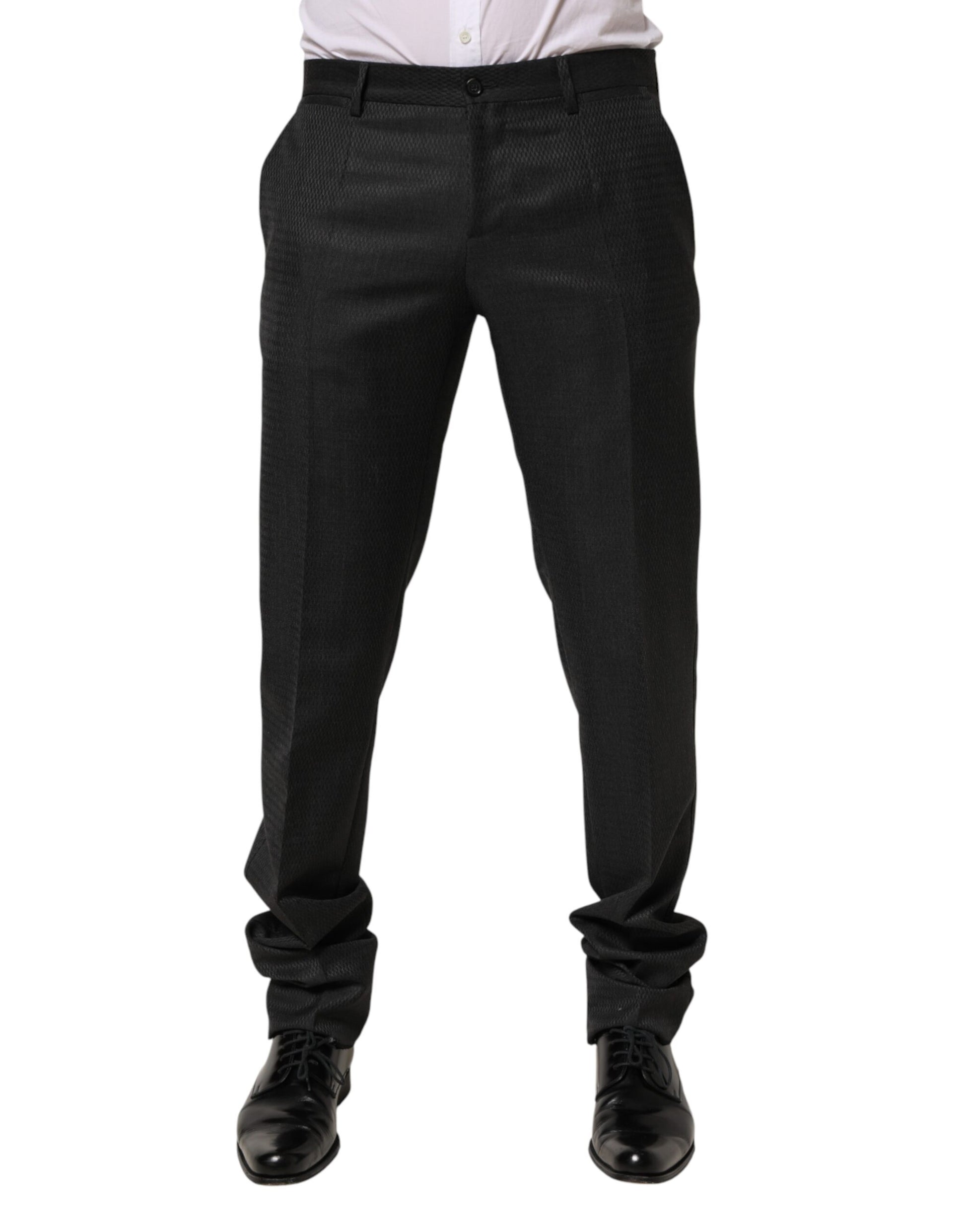 A pair of black wool formal dress pants from the brand Dolce & Gabbana