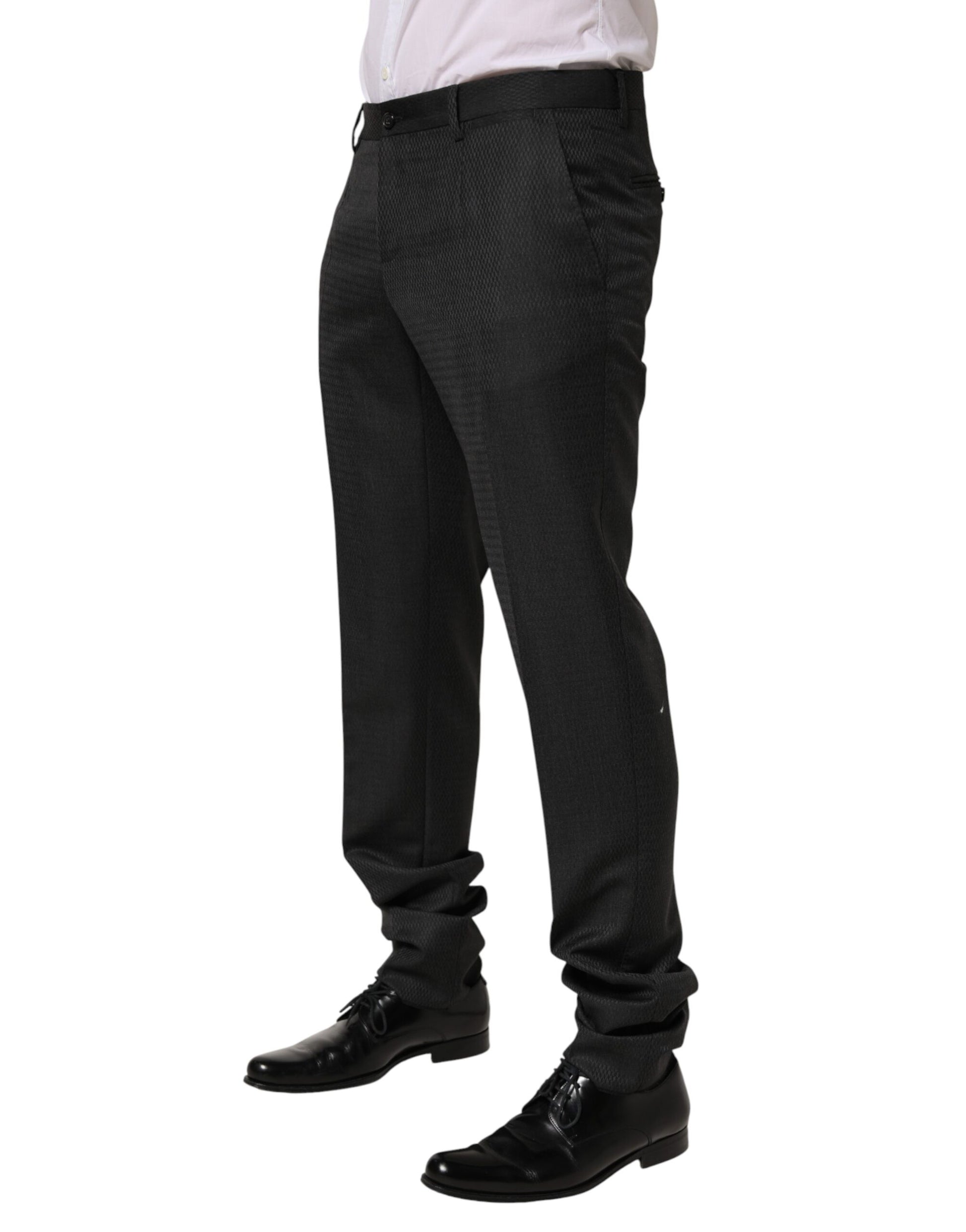 A pair of black wool formal dress pants from the brand Dolce & Gabbana