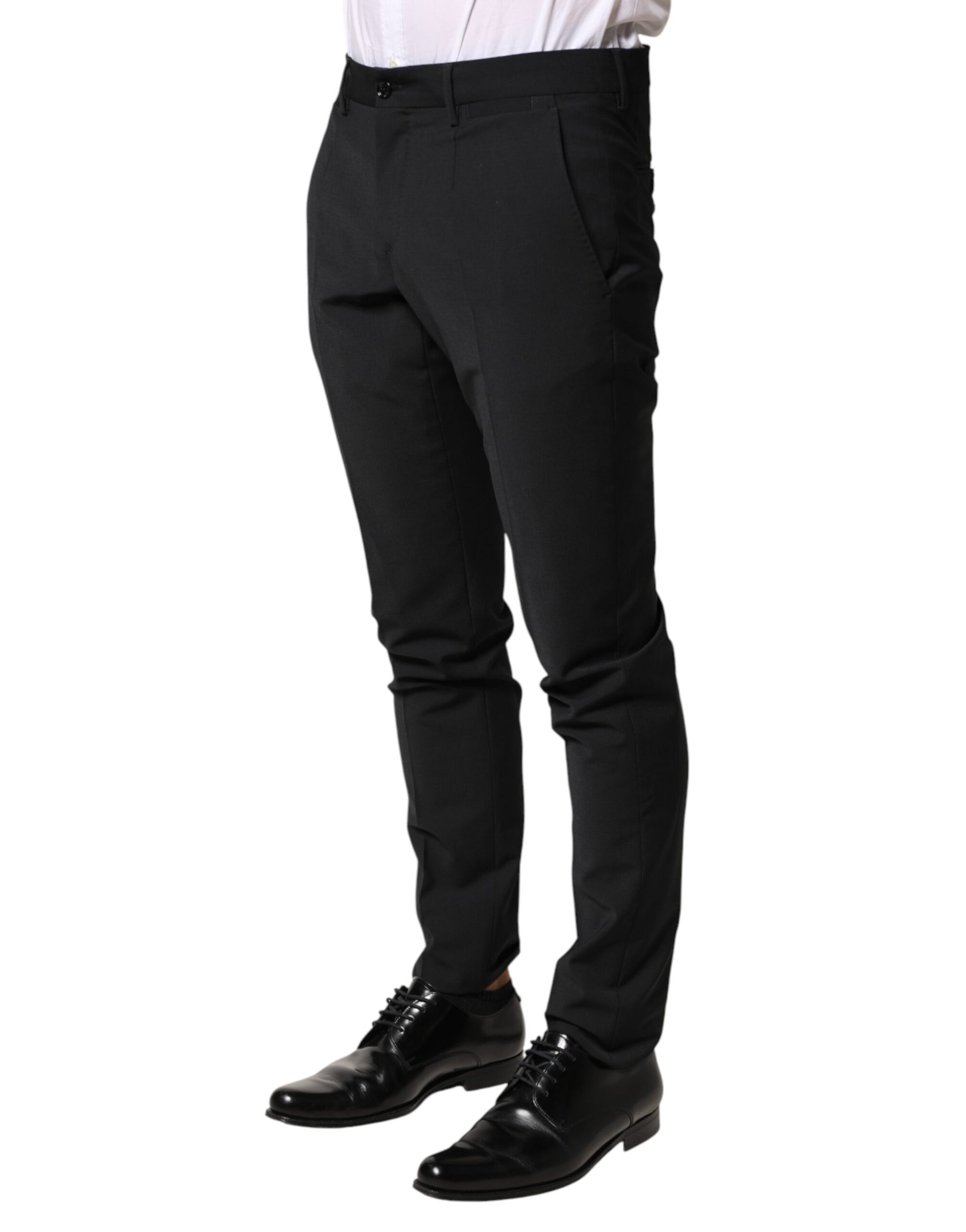 A pair of black wool formal dress trousers from the brand Dolce & Gabbana