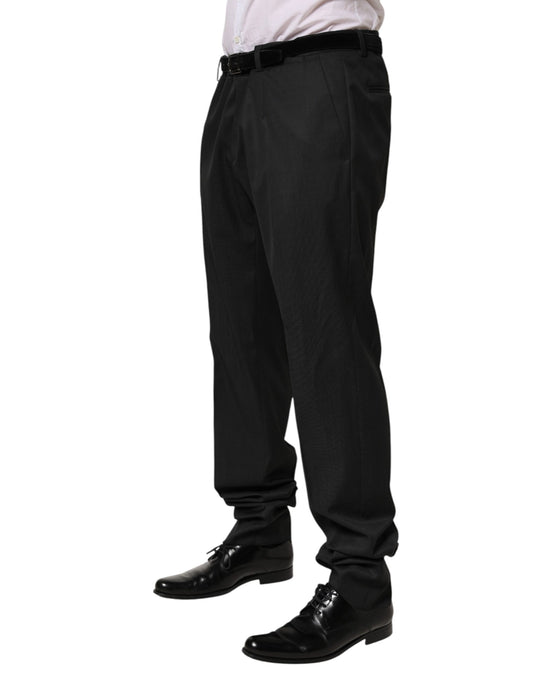 A pair of black wool formal dress pants from the brand Dolce & Gabbana