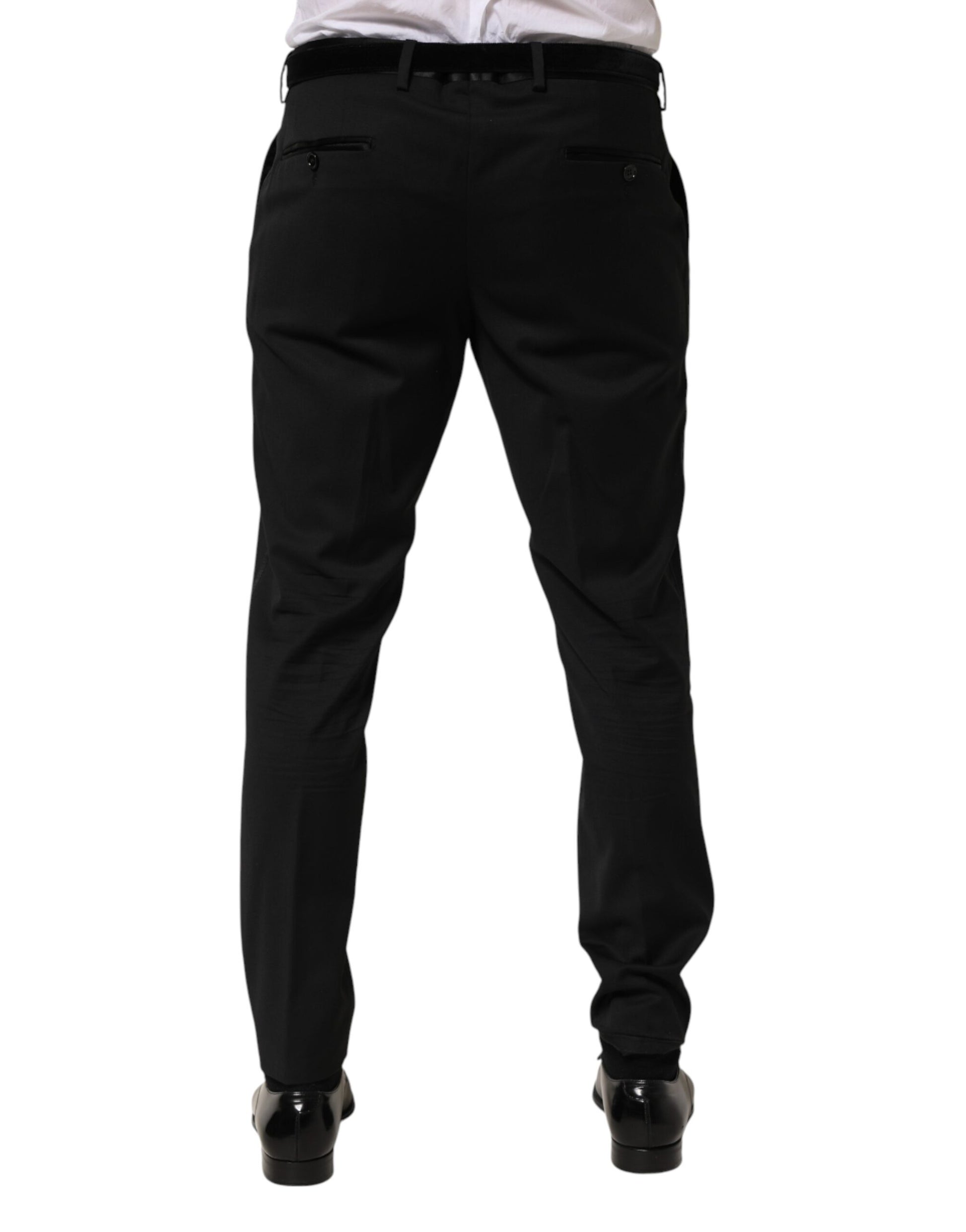 A pair of black wool formal dress pants for men by Dolce & Gabbana