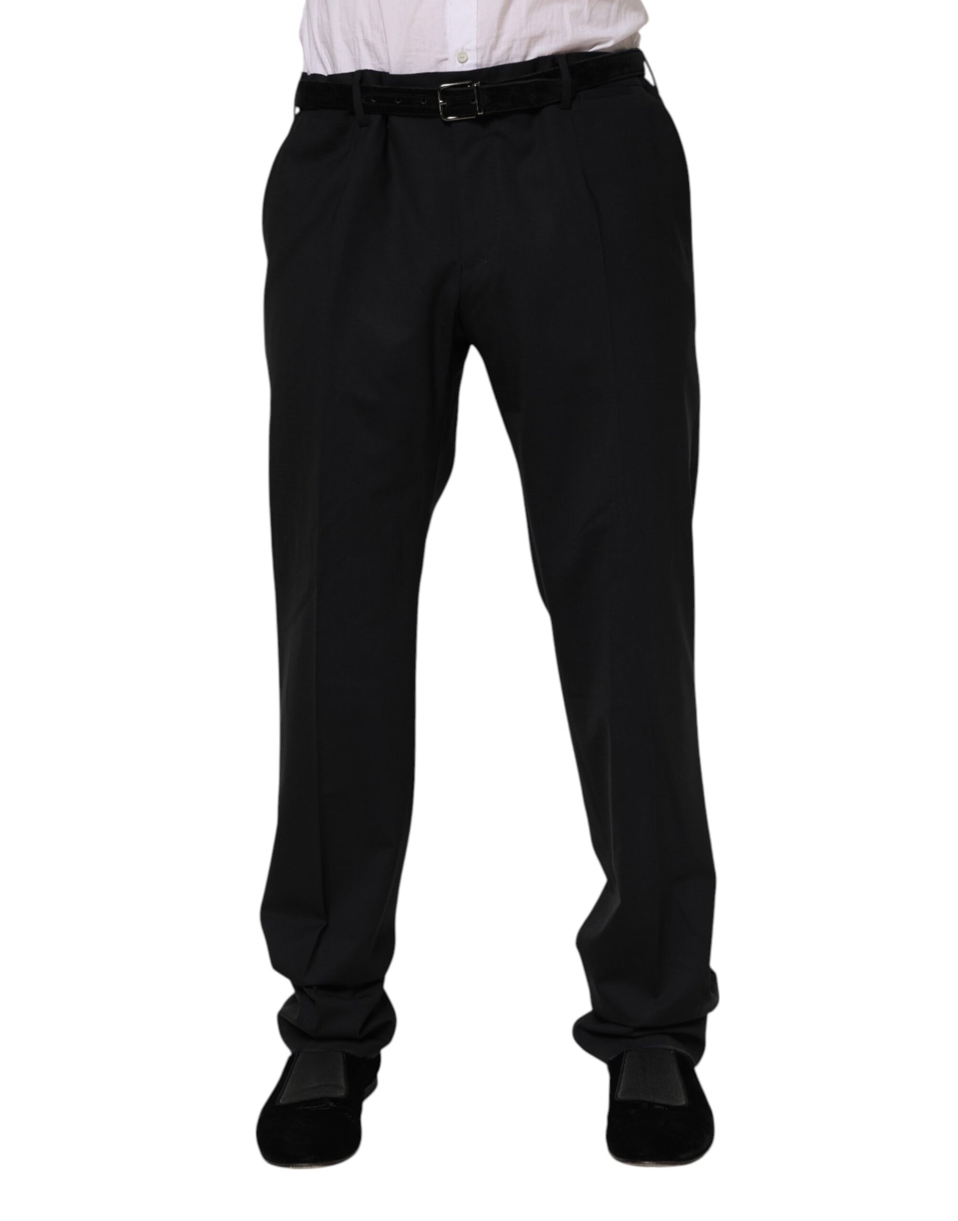 A pair of black wool formal dress pants by Dolce & Gabbana