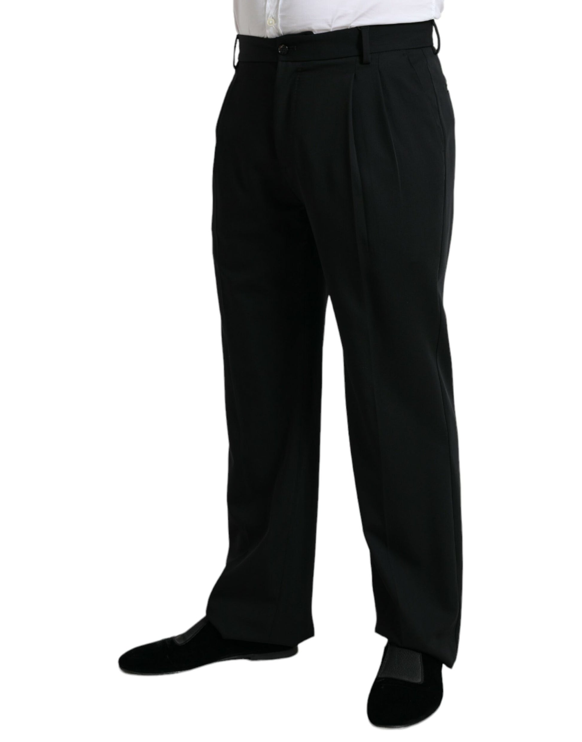 Black dress pants with a crease down the front