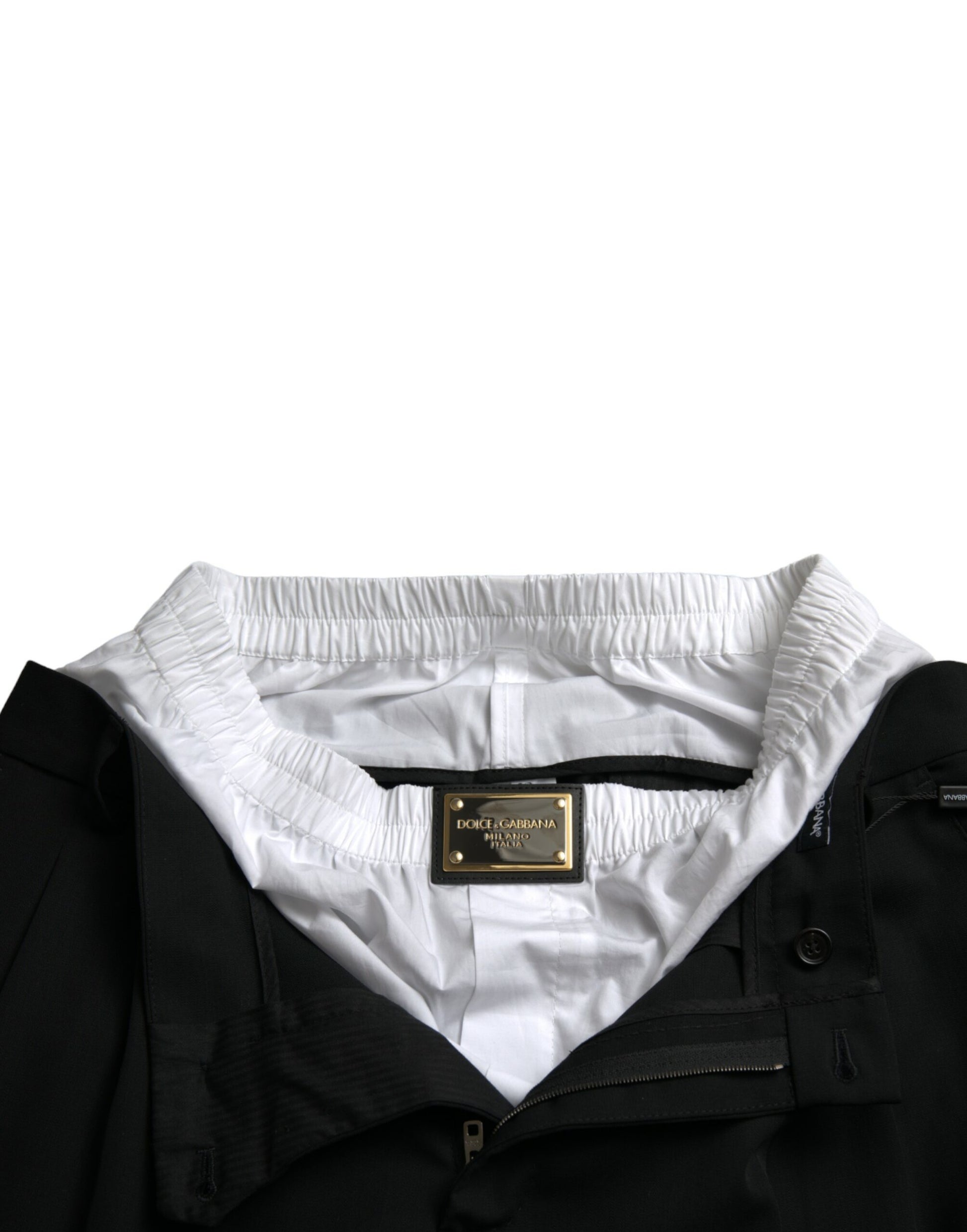 Black jacket with white collar and cuffs