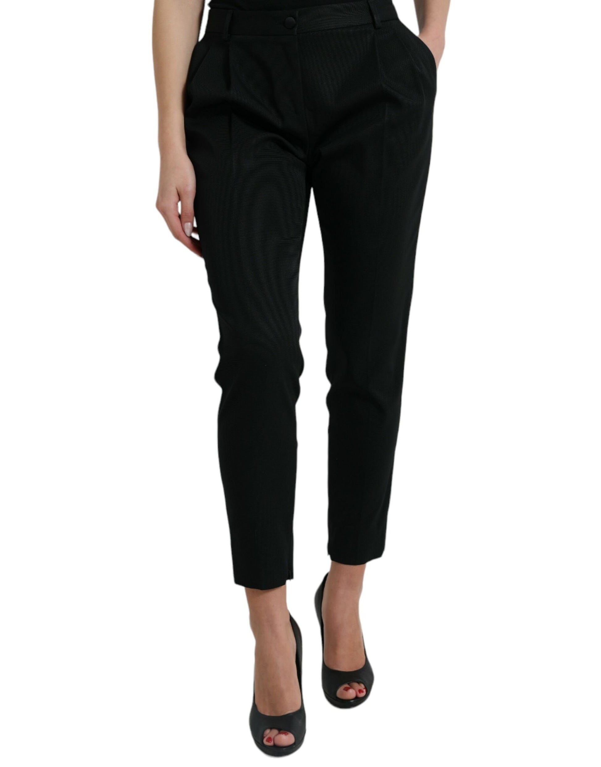 Black pants with a high waist and wide leg