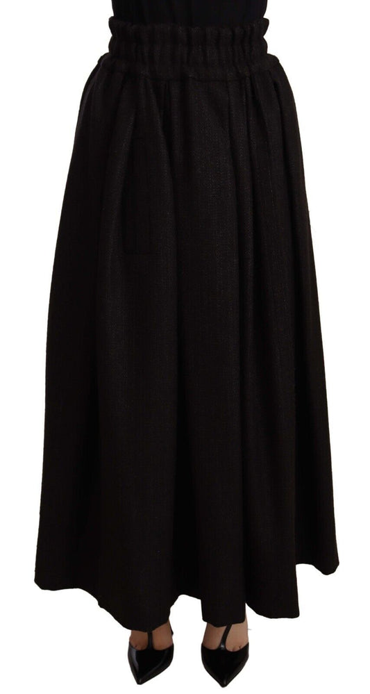 Long black skirt with ruffles at bottom