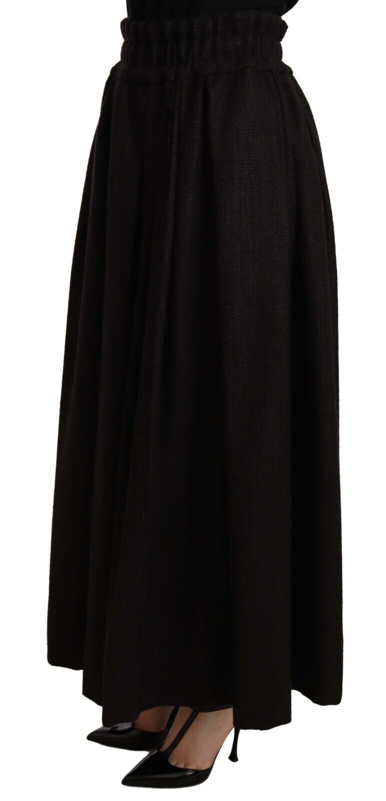 Long black skirt worn by a person