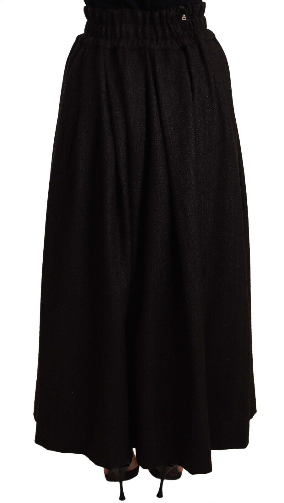 Long black skirt with ruffles at bottom