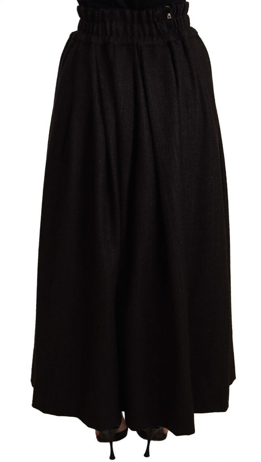 Long black skirt with ruffles at bottom