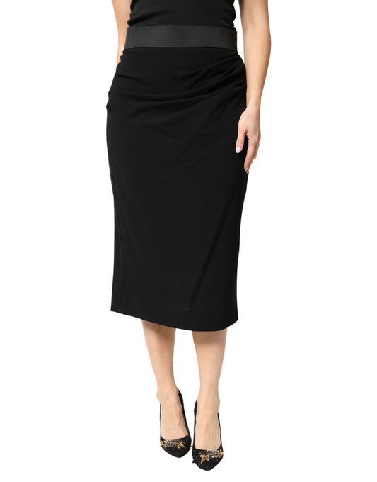Black midi skirt with slit on side