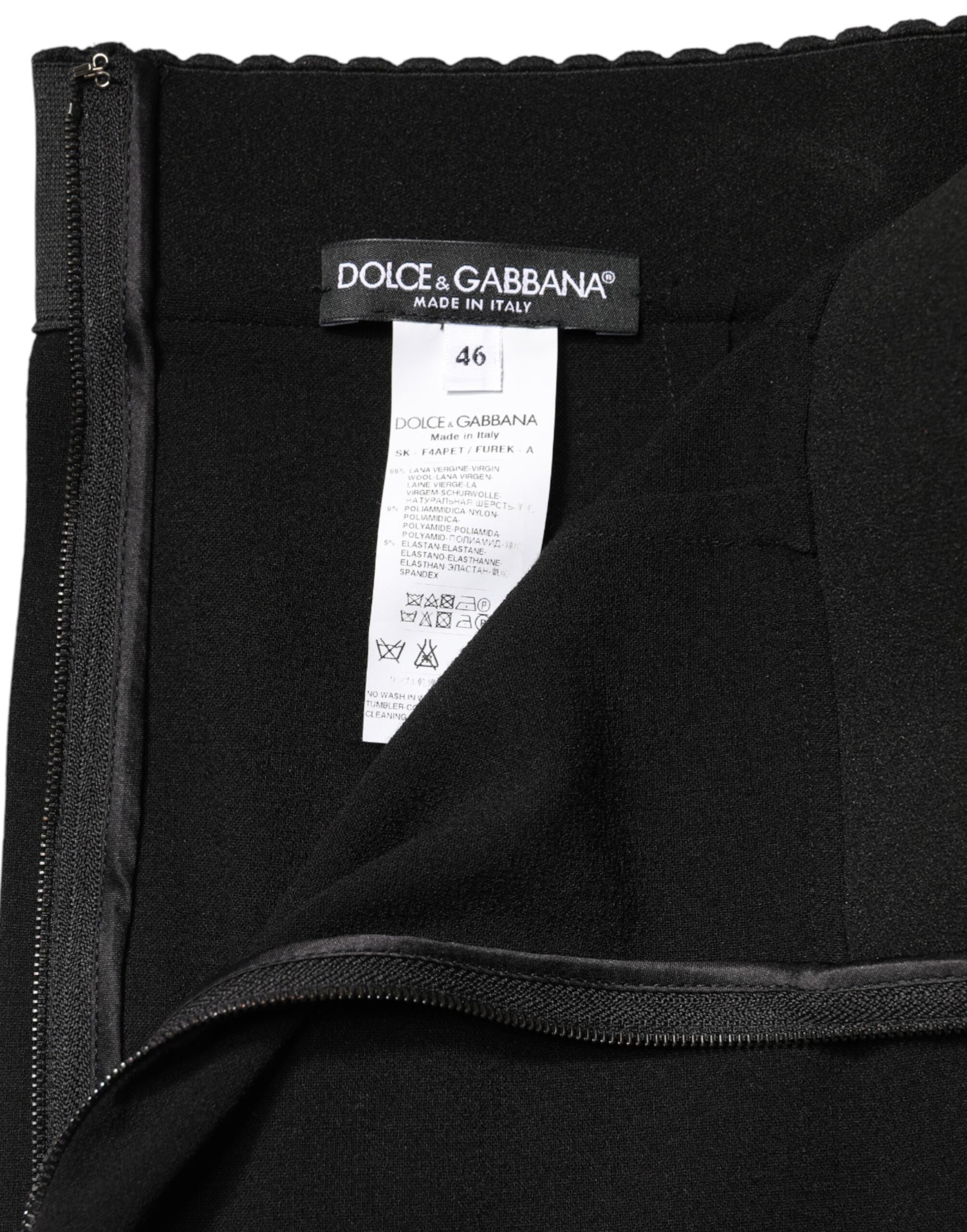 Black clothing item with tag inside