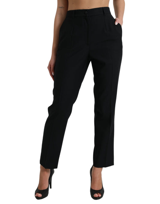 Black pants with a high waist and wide leg