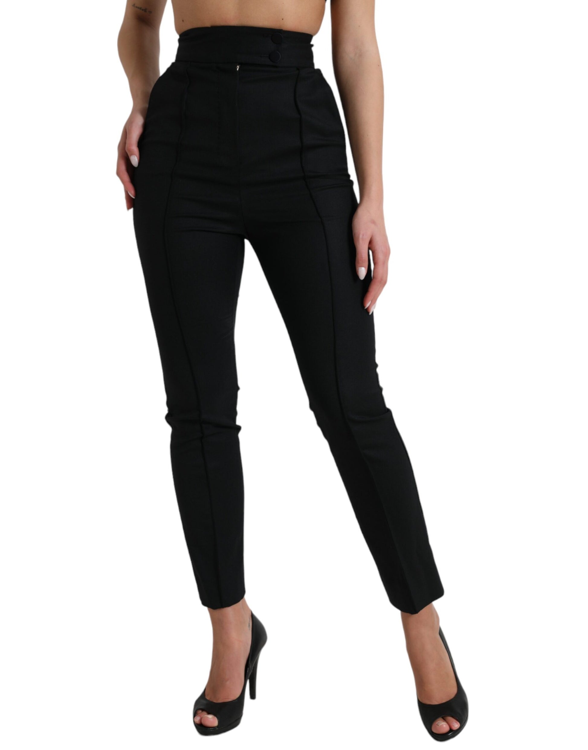 Black pants with zipper details on legs