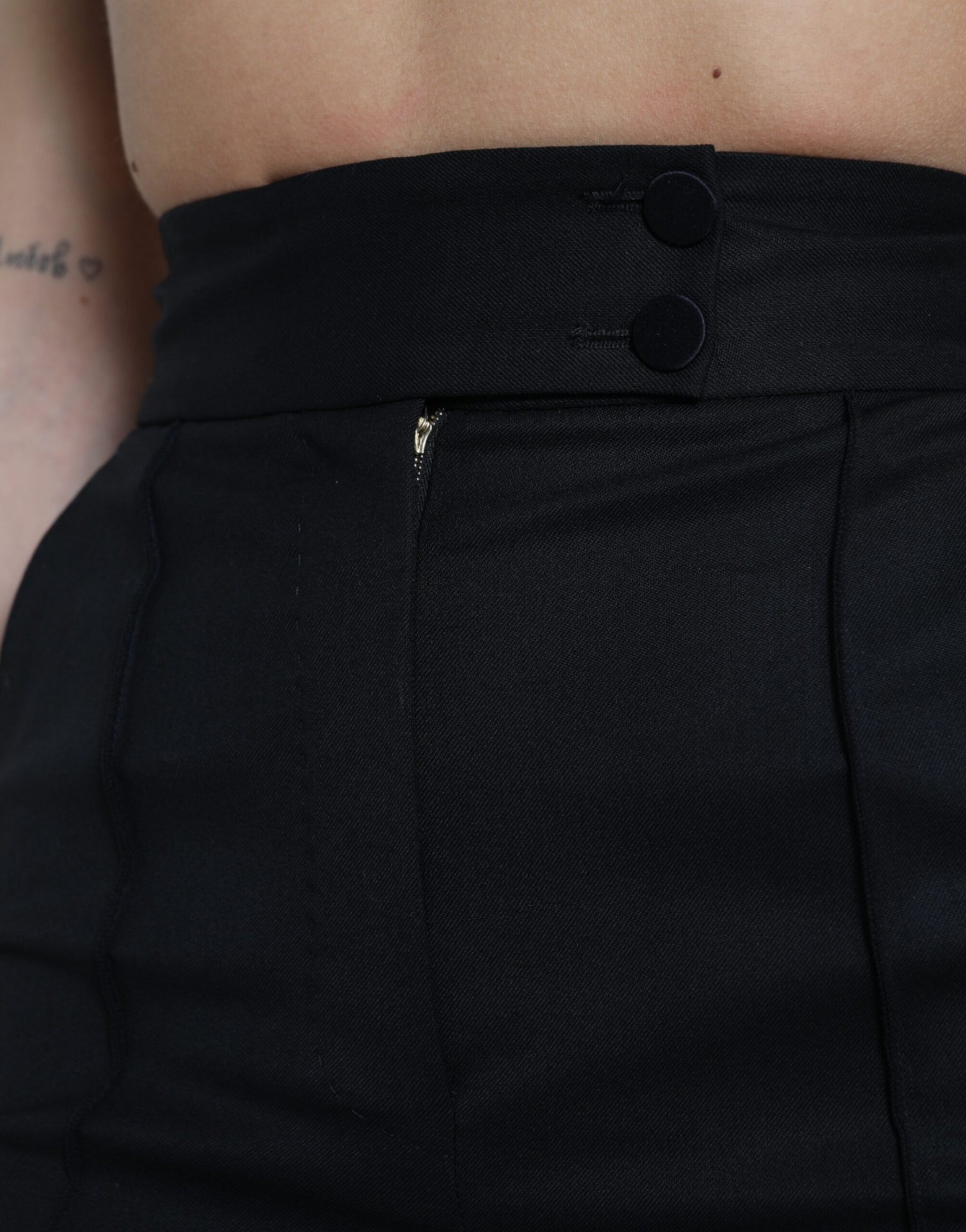 Black pants with buttons on waistband