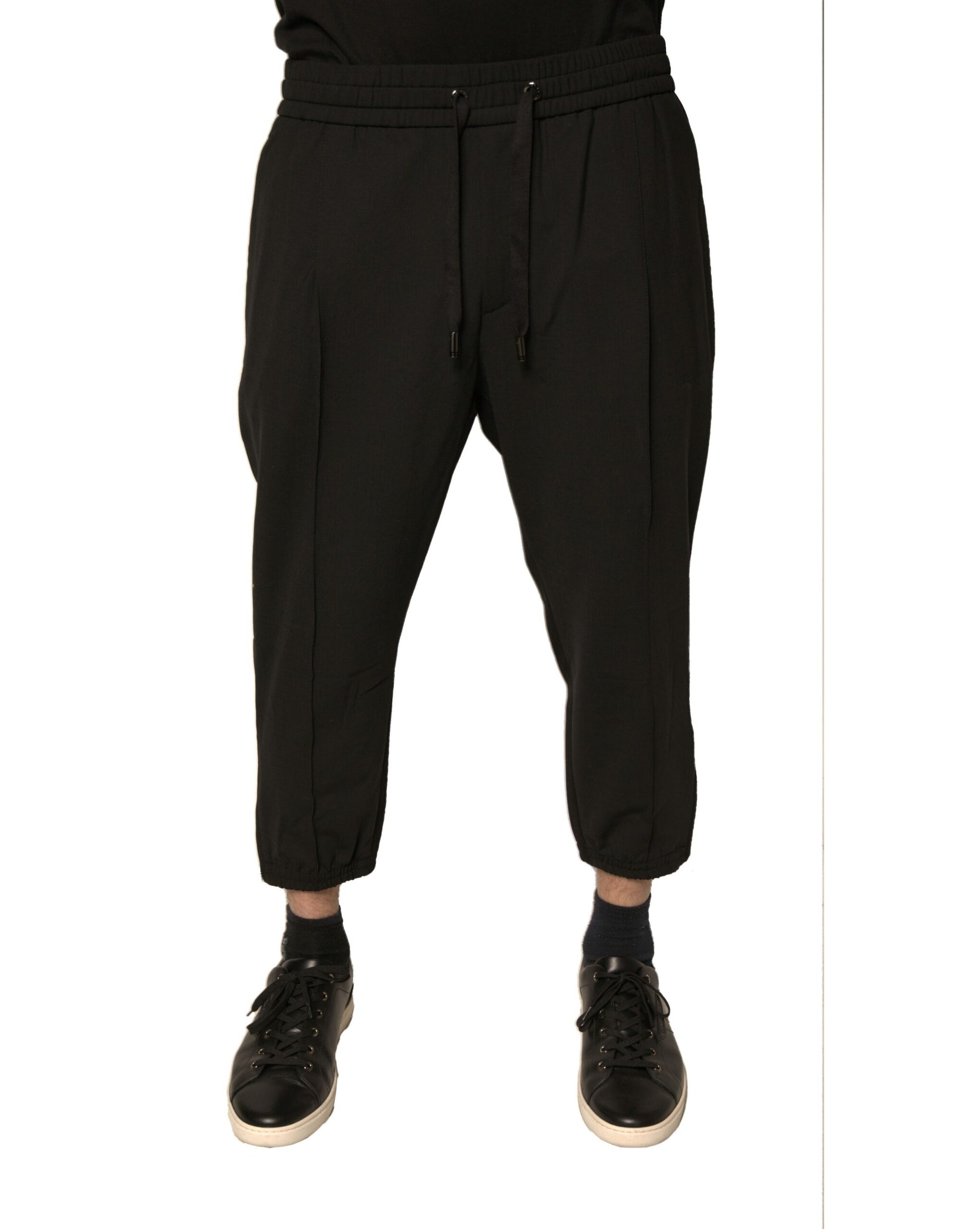 Black pants with elastic cuffs