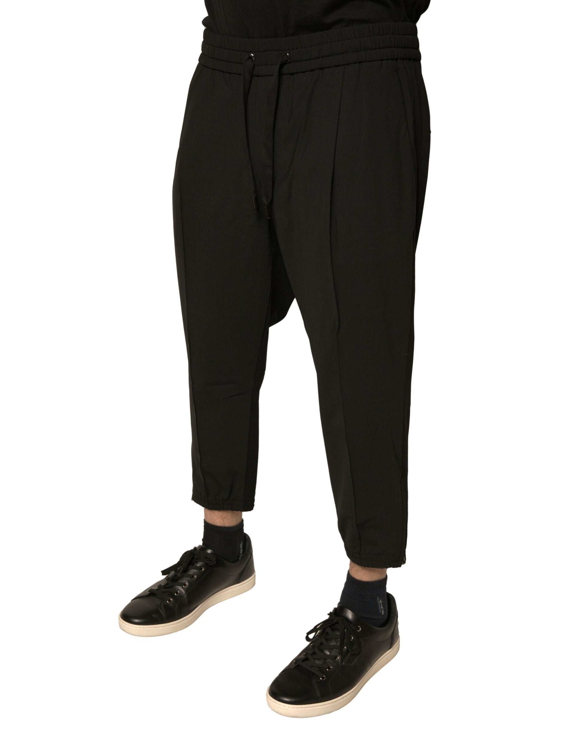 Black sweatpants with elastic cuffs