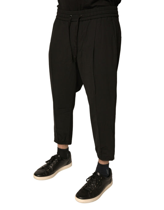 Black sweatpants with elastic cuffs