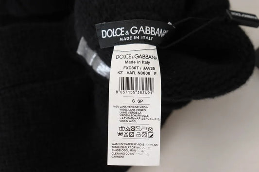 Black towel with white label