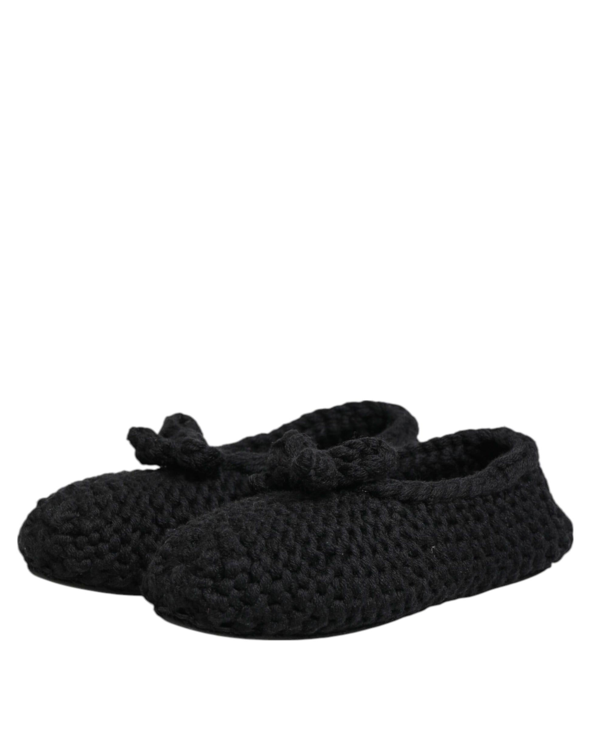 Pair of black crocheted baby booties
