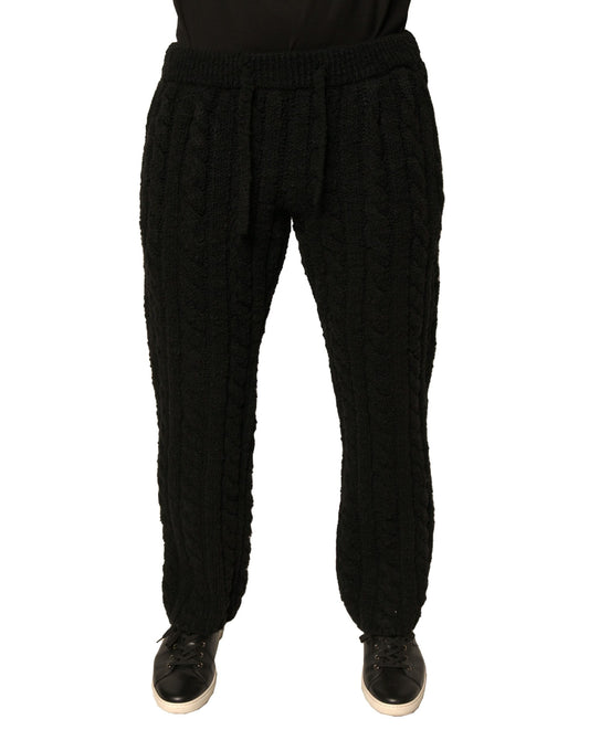 Black sweatpants with white stripes on sides