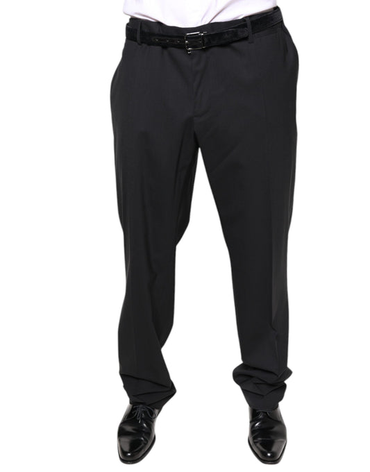 A pair of black wool formal dress pants by Dolce & Gabbana for men