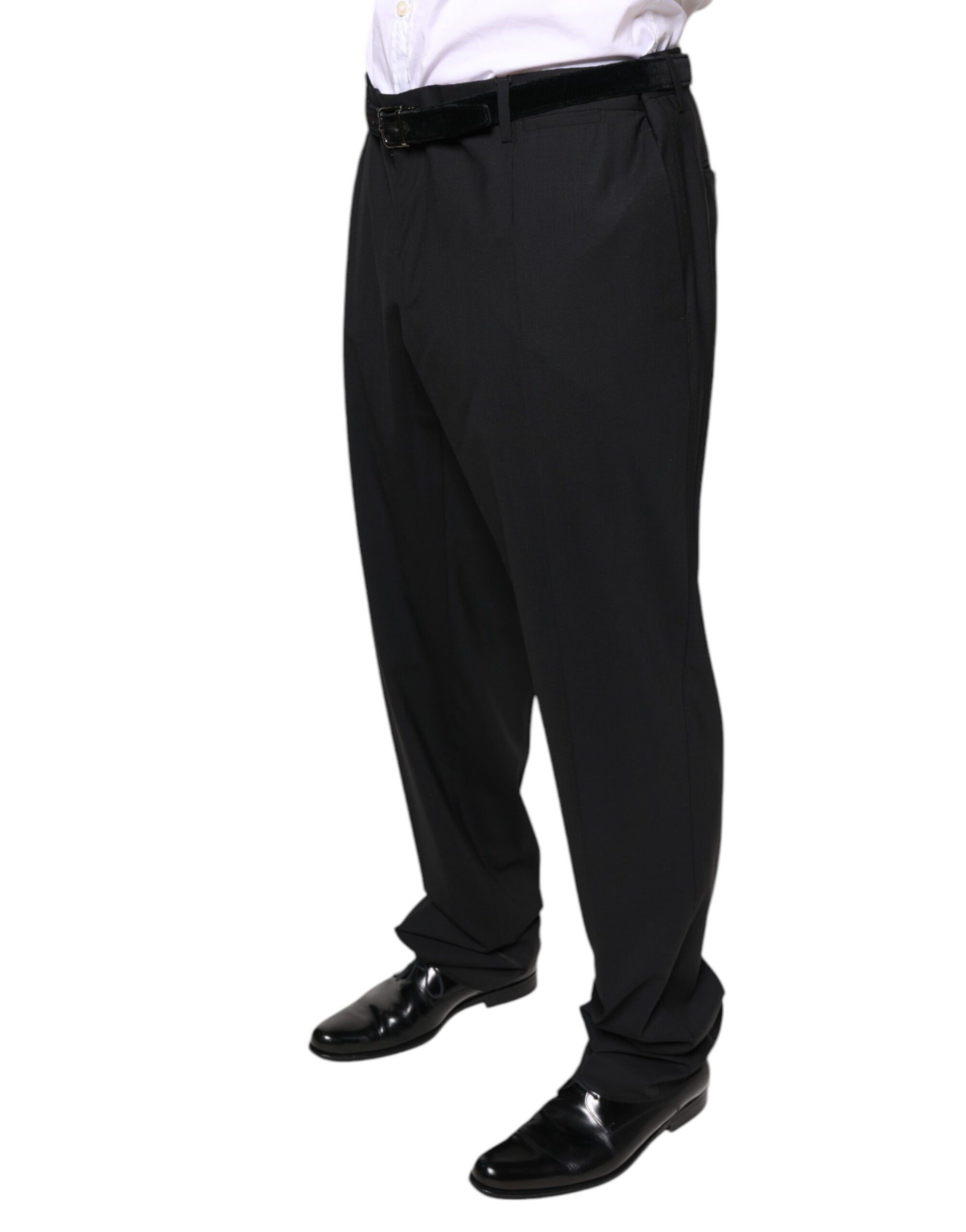 A pair of black wool formal dress pants from the brand Dolce & Gabbana