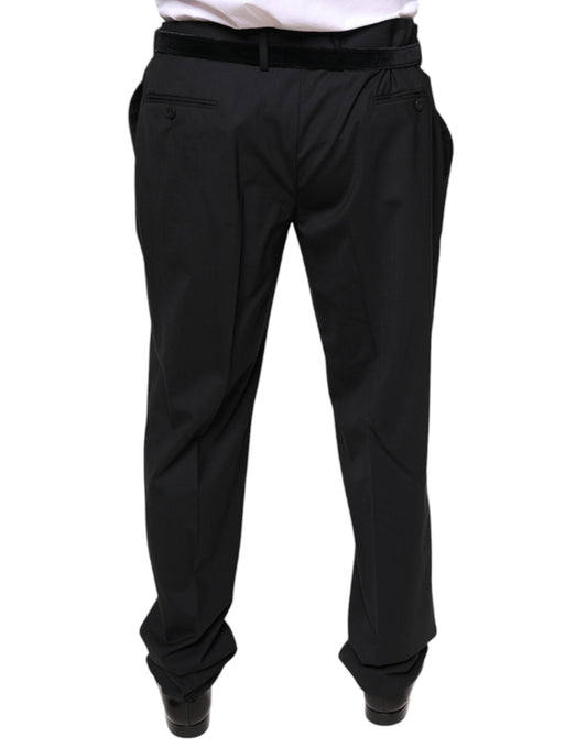 A pair of black wool dress pants by Dolce & Gabbana for men, featuring a formal design