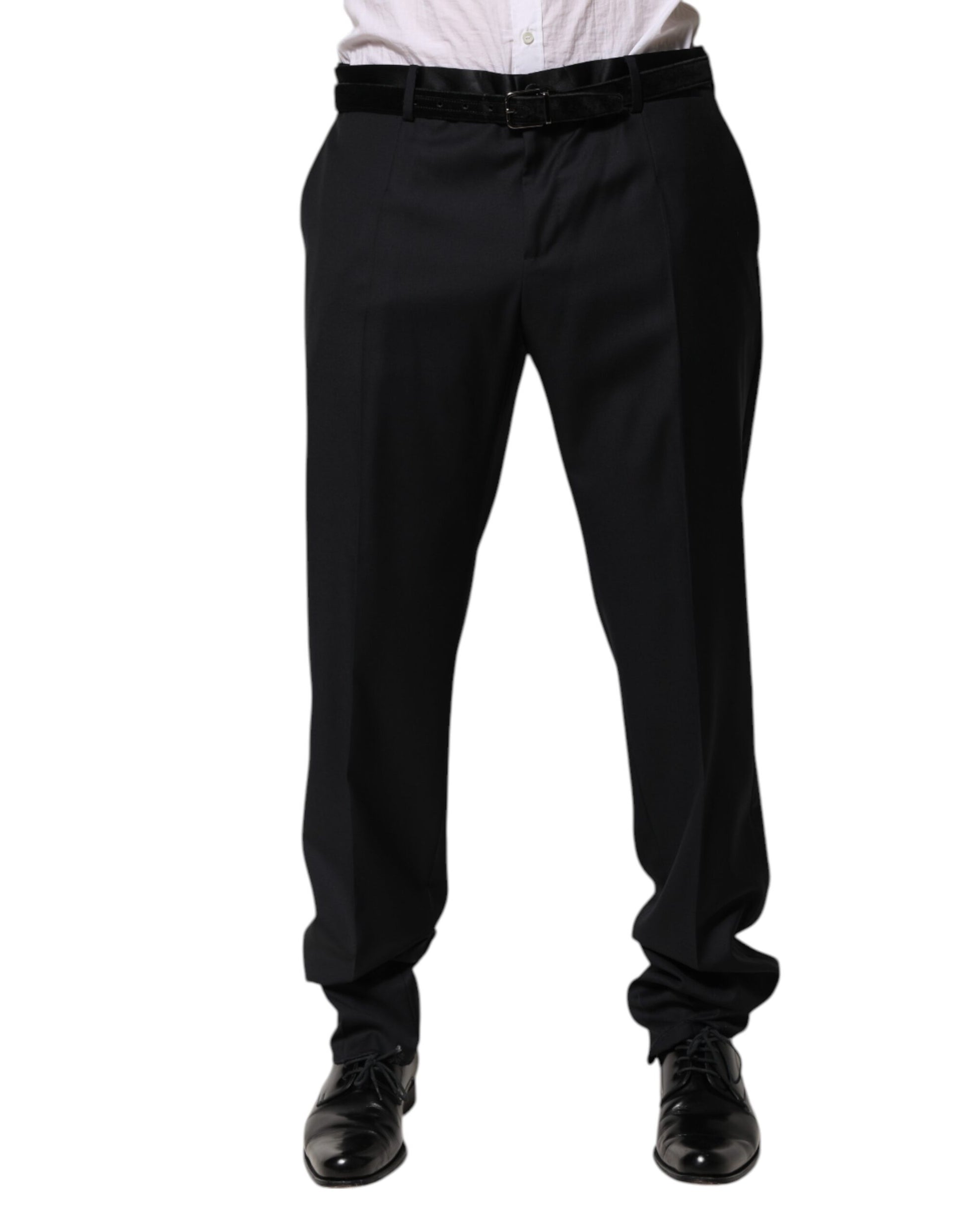 A pair of black wool formal dress trousers from the brand Dolce & Gabbana