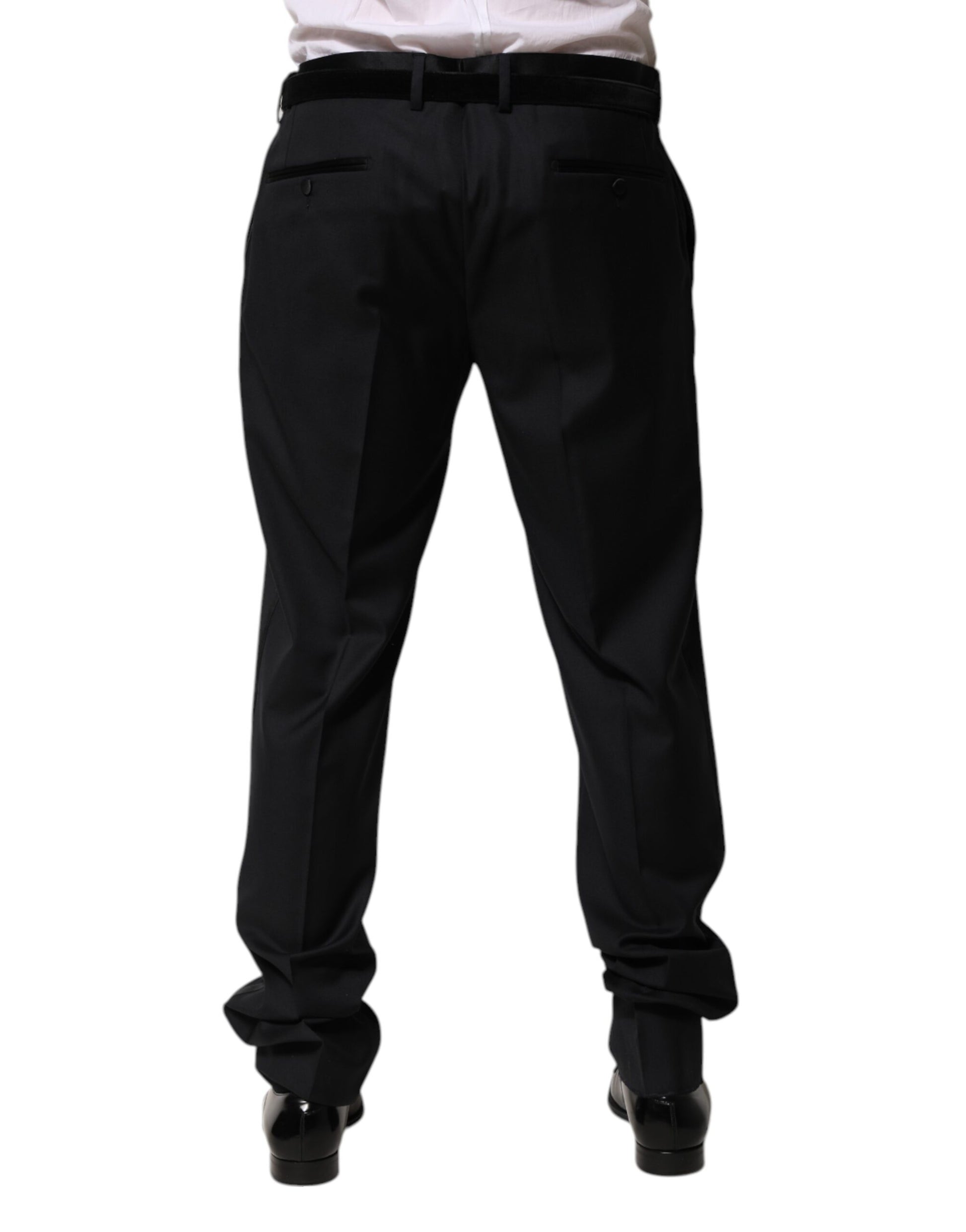 A pair of black wool men's formal dress trousers