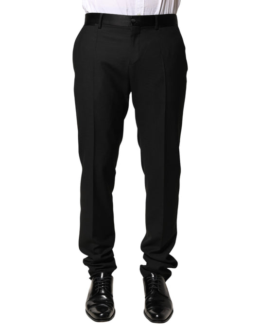 A pair of black wool mid waist men's dress trousers