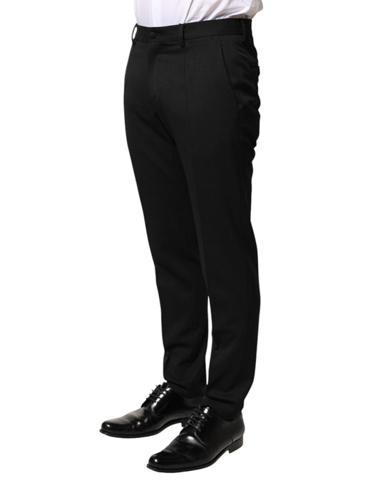 A pair of black wool mid-waist dress trousers