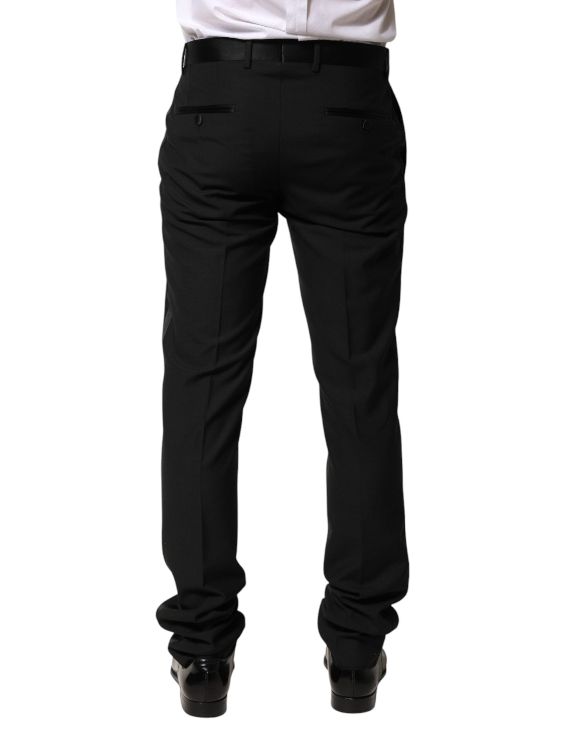 A pair of black wool mid waist men's dress trousers