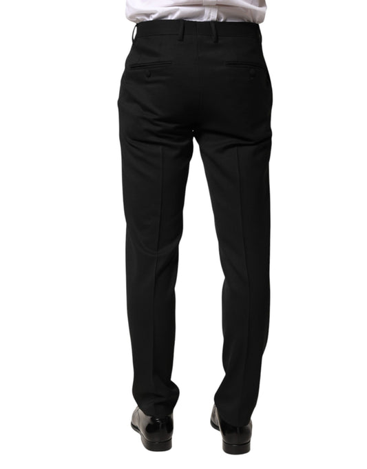A pair of black wool mid waist men's dress trousers