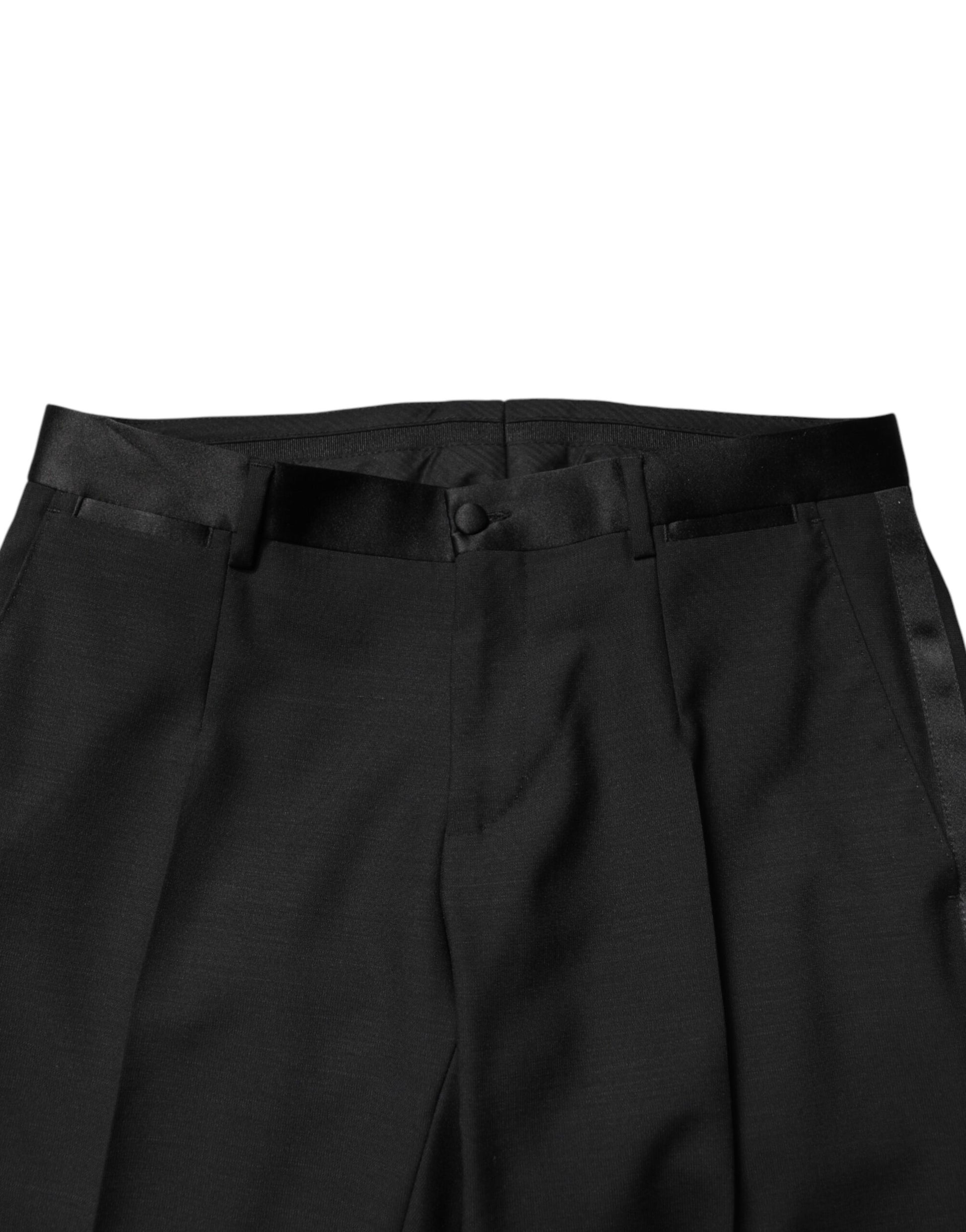 A pair of black wool mid waist men's dress trousers