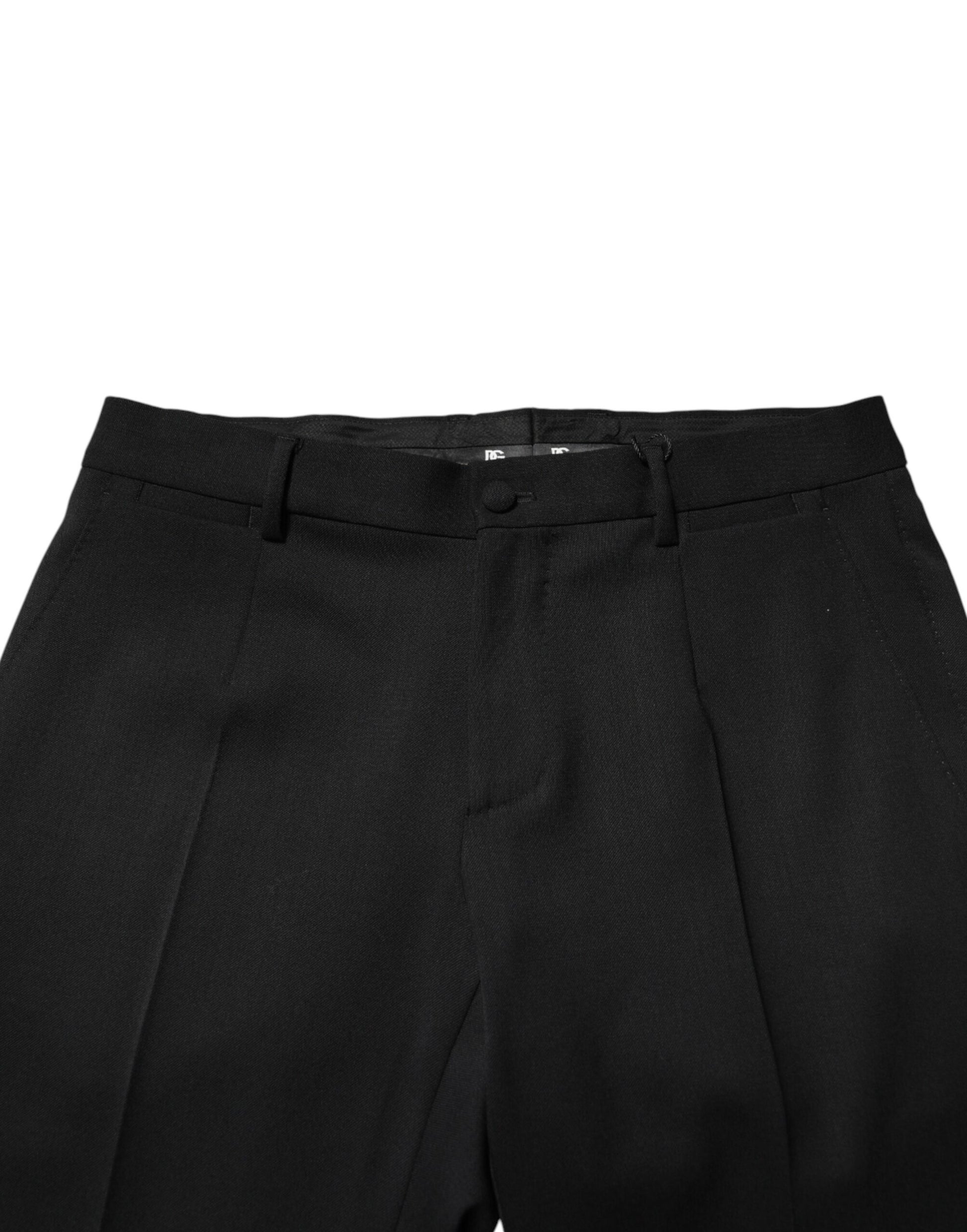 A pair of black wool mid-waist men's dress trousers
