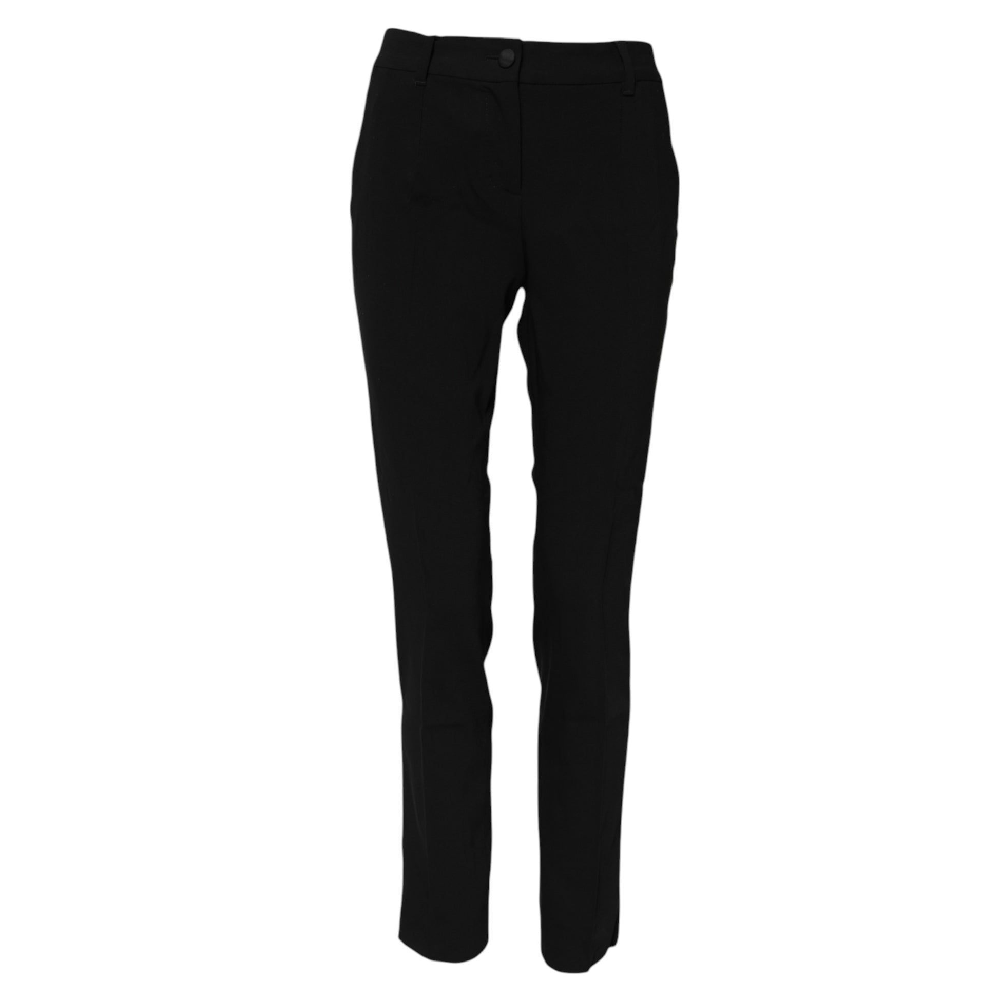 A pair of black wool mid waisted tapered dress pants by Dolce & Gabbana