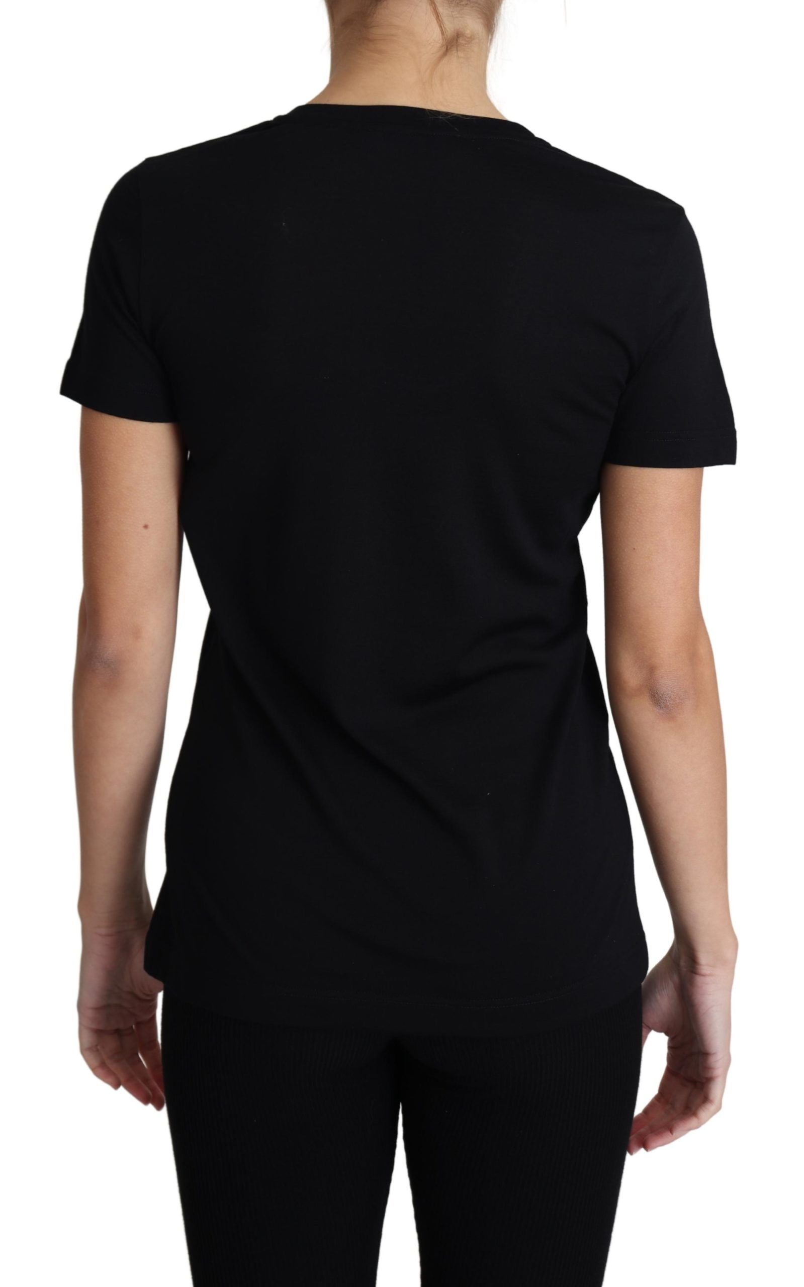 Black t-shirt on a person